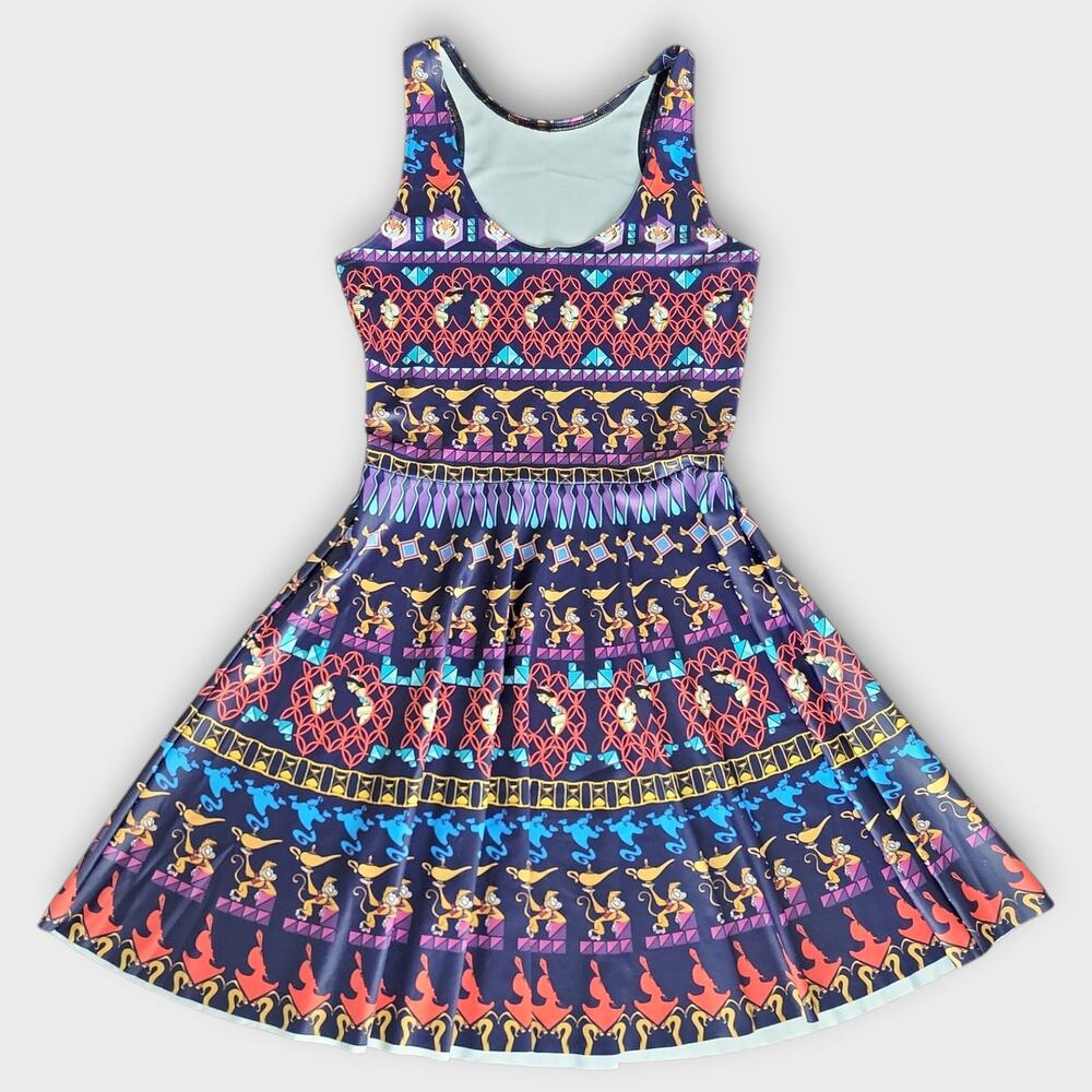 BlackMilk Disney Aladdin Skater Dress Womens S Fit and Flare Mini Novelty Print